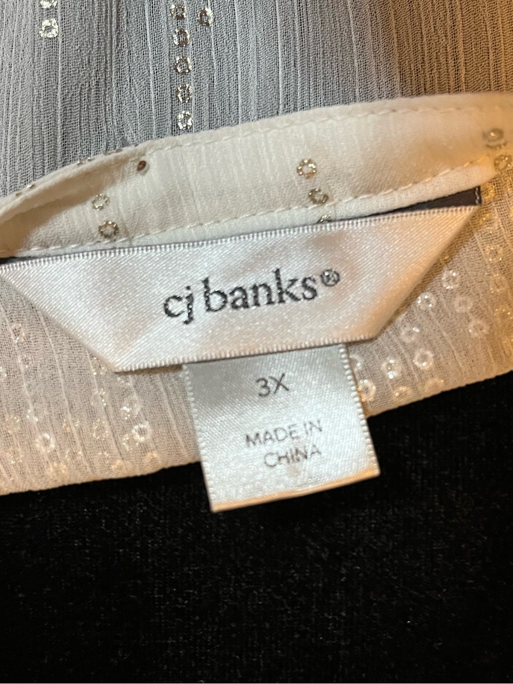 CJ BANKS SHIMMERY SHEER CREAM BASE WITH GOLD ZIGZAG PATTERN PLUS SIZE TOP - Picture 8 of 8